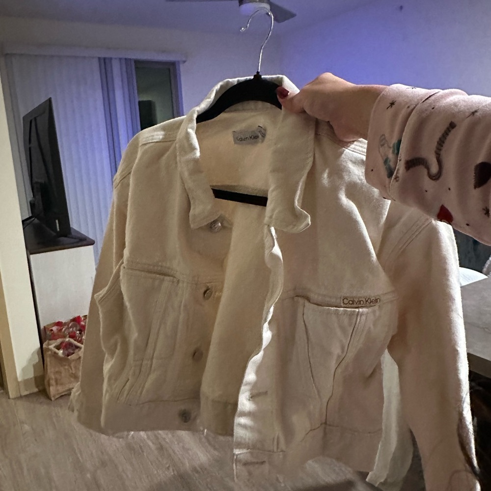 Calvin Klein Women's Off-White Jean Jacket